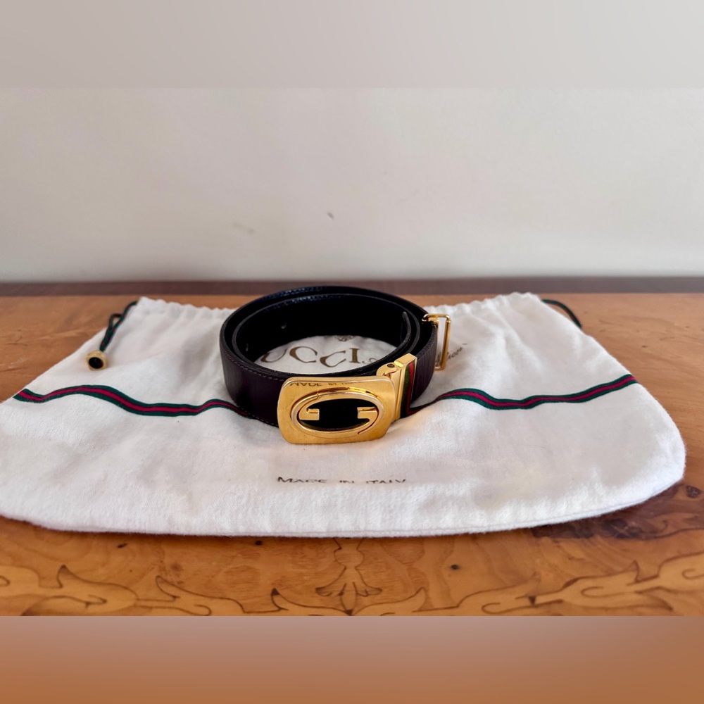 Authentic Gucci Brown Leather GG Buckle Belt | Made in Italy | Dust Bag